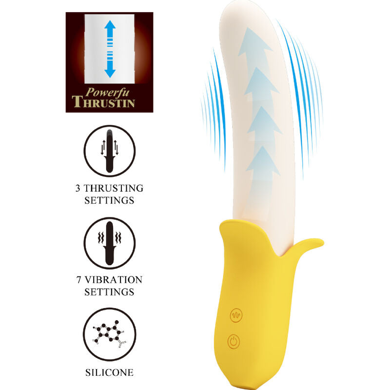 Pretty Love Banana Geek Super Power 7 Vibraciones Arriba y Abajo Silicona Negra