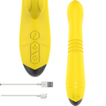Intenso Vibrador Multifunción Toky Arriba y Abajo Con Estimulador Clitoriano Amarillo