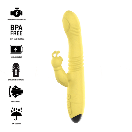 Intense Vibrador Multifuno Toky para Cima e para Baixo Com Estimulador Clitórico Amarelo