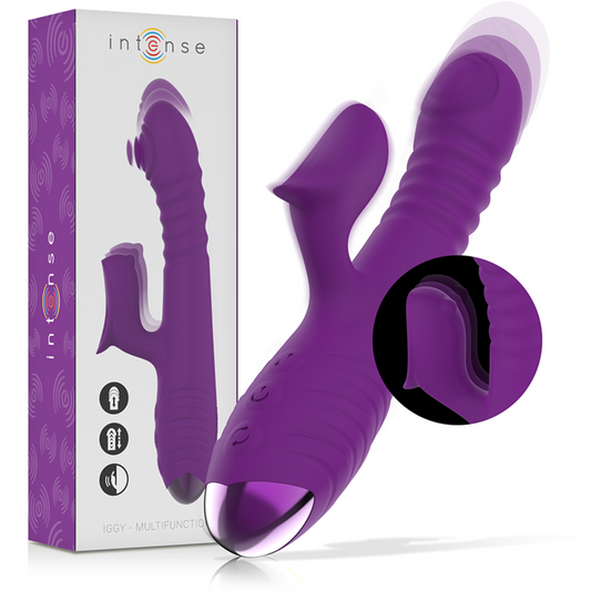 Intense - Vibrador Recarregável Multifuno Iggy para Cima e para Baixo com Estimulador Clitórico Roxo