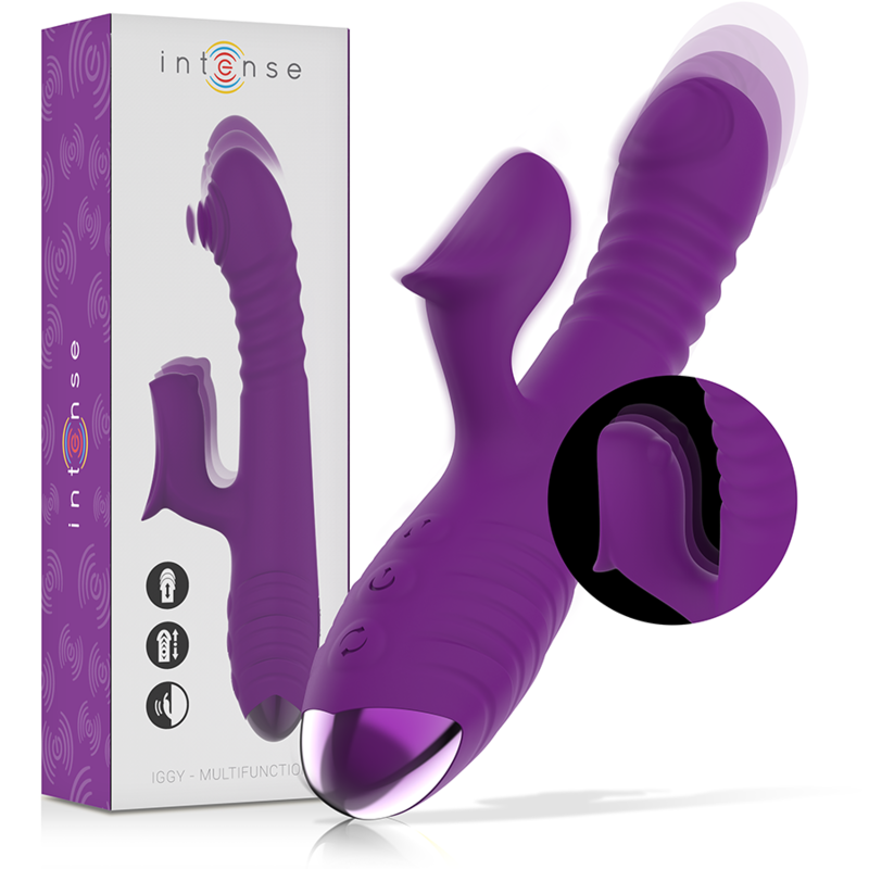 Intense - Vibrador Recarregável Multifuno Iggy para Cima e para Baixo com Estimulador Clitórico Roxo