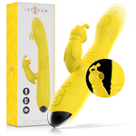 Intenso Vibrador Multifunción Toky Arriba y Abajo Con Estimulador Clitoriano Amarillo