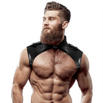 Fetiche Actitud Sumisa Arnés de Cuero Ecológico Ajustable para el Cuello Brigada Masculina