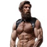 Fetiche Actitud Sumisa Arnés de Cuero Ecológico Ajustable para el Cuello Brigada Masculina