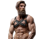 Fetish Submissive Attitude Arnês de Neoprene Ajustvel Cross-over Peito Bulldog Com Zípers para Homens