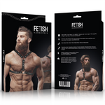 Fetish Submissive Attitude Arnês de Peito de Couro Eco Com Apoio Duplo e Pregos para Homens