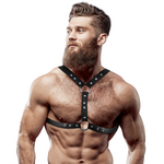 Fetish Submissive Attitude Arnês de Peito de Couro Eco Com Apoio Duplo e Pregos para Homens