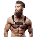 Arnés de Pecho de Cuero Ecológico Bulldog de Actitud Sumisa Fetichista para Hombre Talla M/L