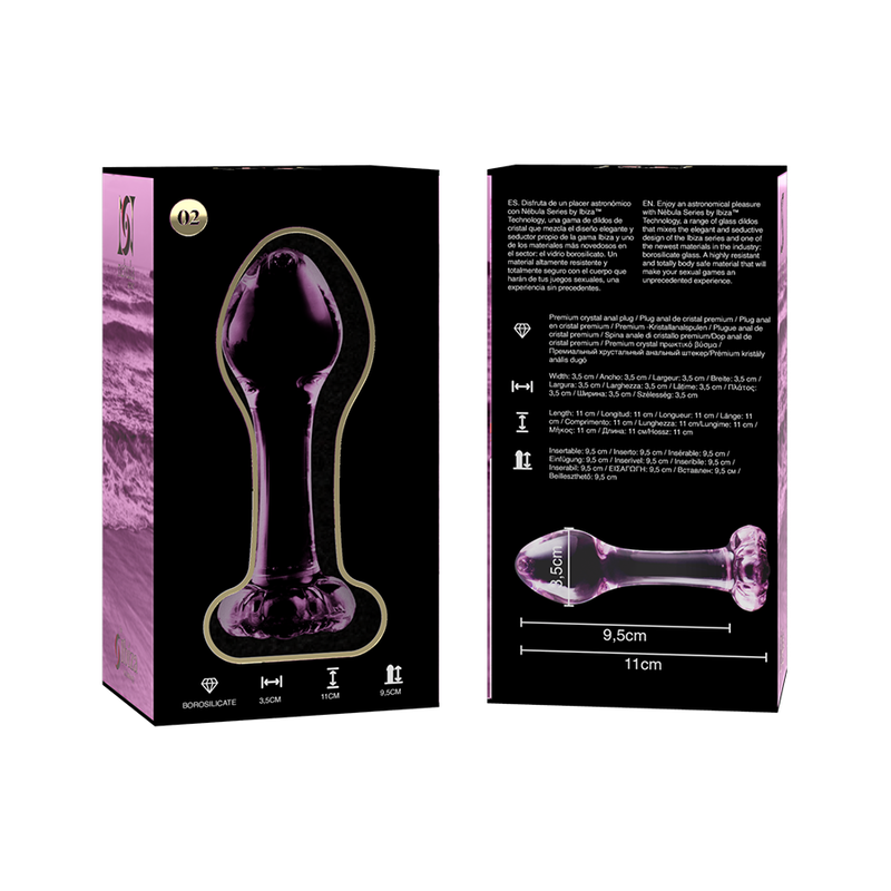 Nebula Series By Ibiza - Modelo 2Plug Anal Vidro Borosilicado Rosa 11 cm -O- 3.5 cm
