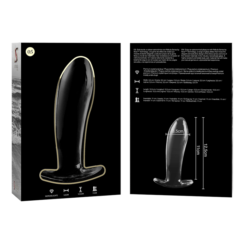 Nebula Series By Ibiza - Modelo 5 AnalPlug Vidro Borosilicado Transparente 12.5 cm -O- 3.5 cm