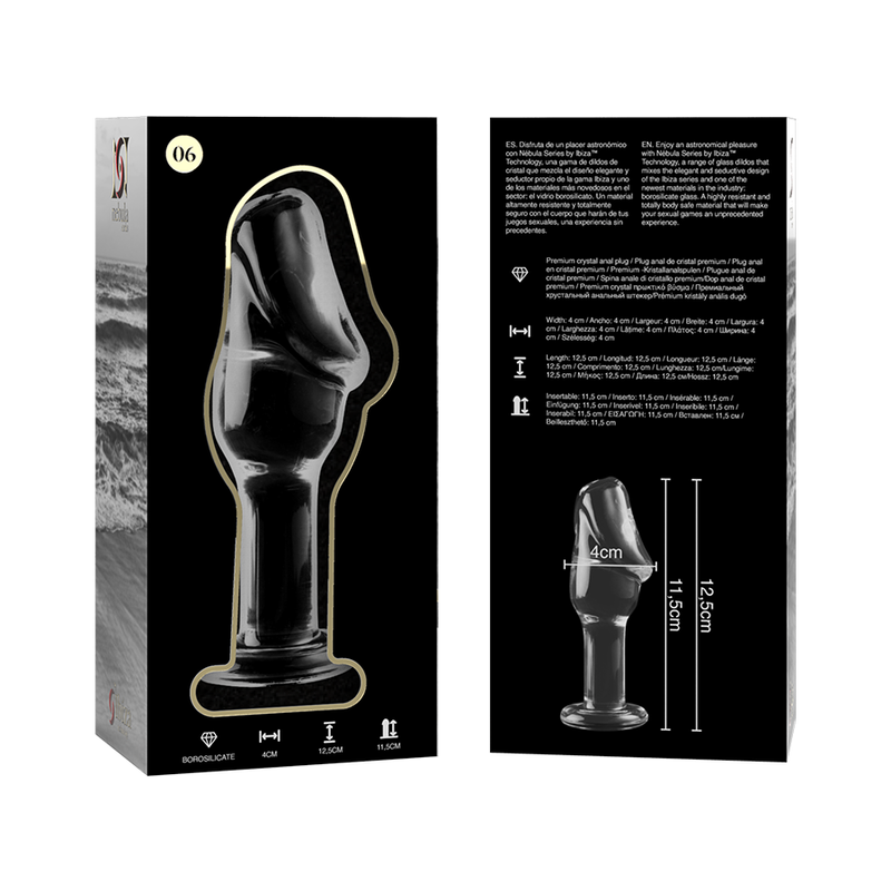 Nebula Series By Ibiza - Modelo 6 AnalPlug Vidrio Borosilicato Transparente 12.5 cm -O- 4 cm