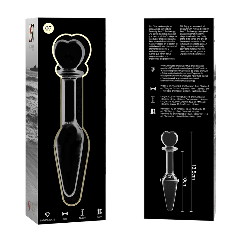 Nebula Series By Ibiza - Modelo 7 AnalPlug Vidro Borosilicado Transparente 13.5 cm -O- 3 cm