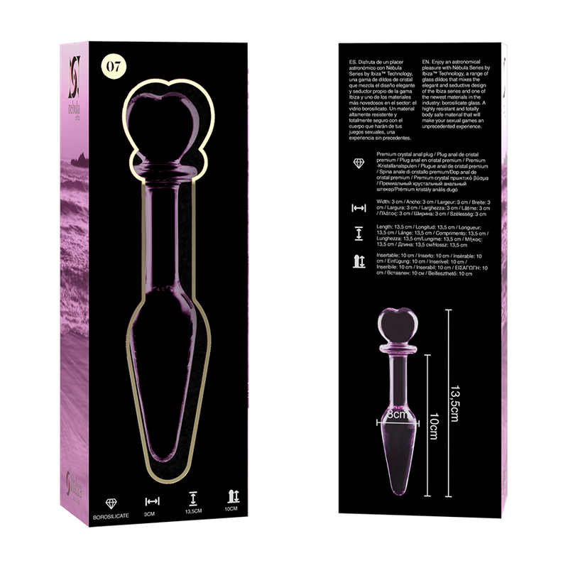 Nebula Series By Ibiza - Modelo 7 AnalPlug Vidro Borosilicado Rosa 13.5 cm -O- 3 cm