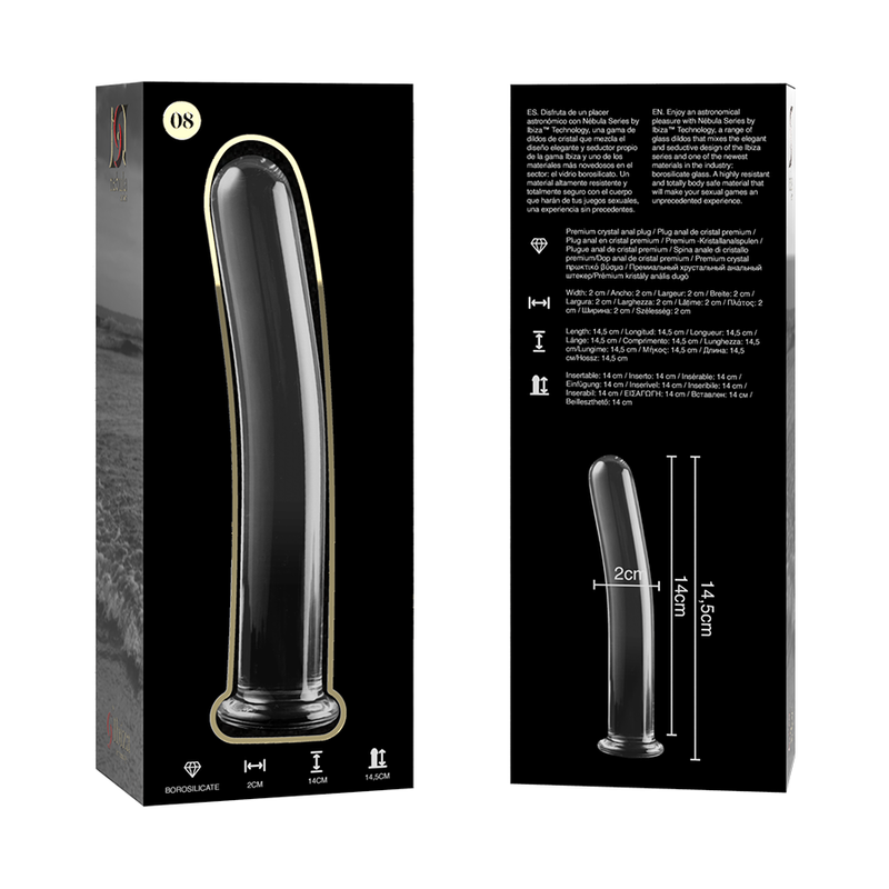 Nebula Series By Ibiza - Modelo 8 Dildo de Vidrio Borosilicato Transparente 14.5 cm -O- 2 cm