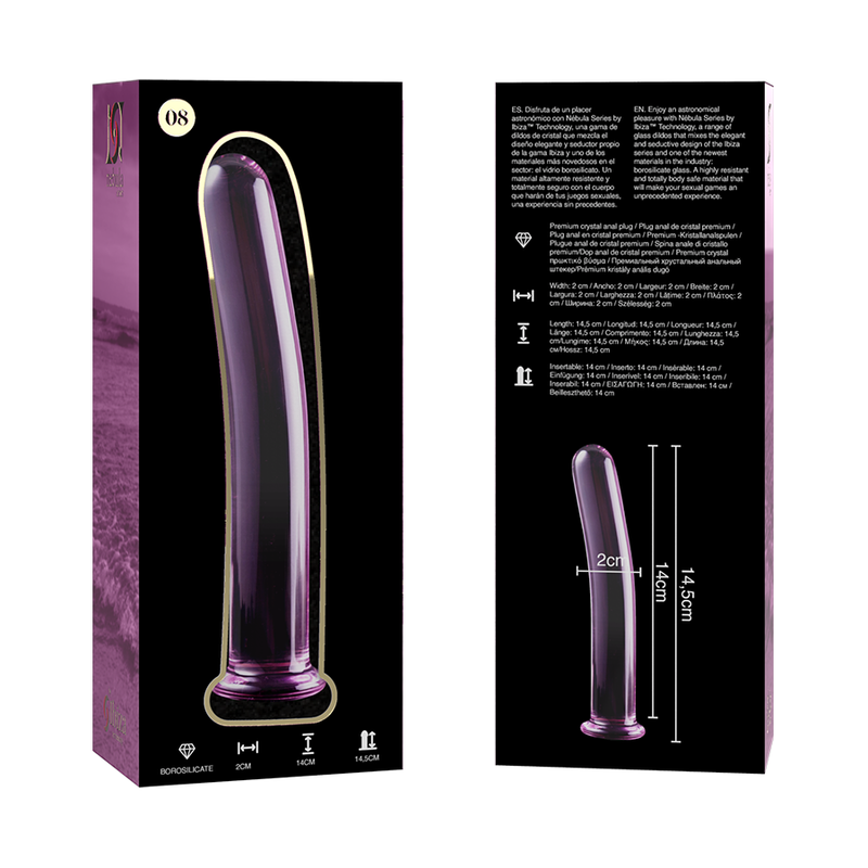 Nebula Series By Ibiza - Modelo 8 Dildo Vidro Borosilicado Rosa 14.5 cm -O- 2 cm