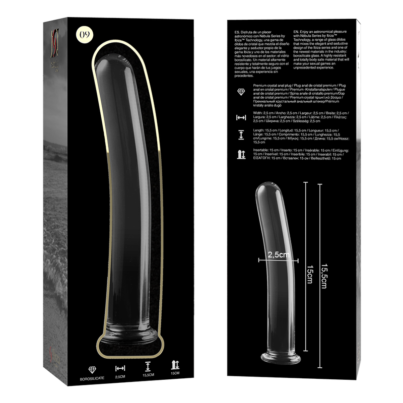 Nebula Series By Ibiza - Modelo 9 Dildo Vidro Borosilicado Transparente 15.5 cm -O- 2.5 cm