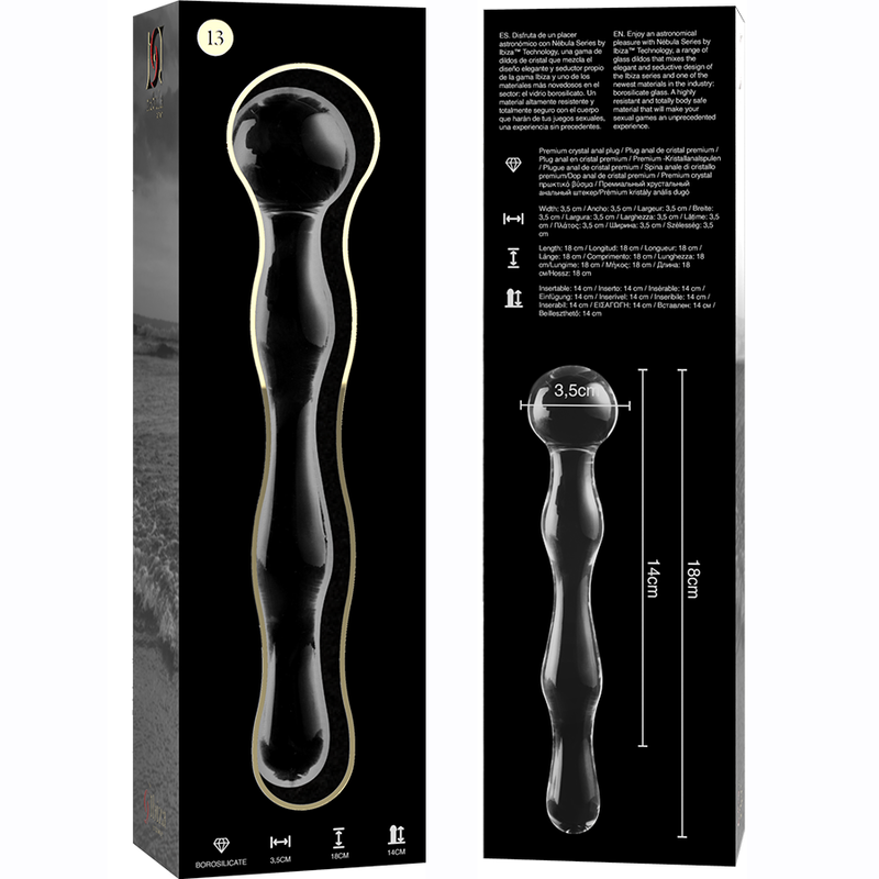 Nebula Series By Ibiza - Modelo 13 Dildo de cristal de borosilicato transparente 18 cm -Ø- 3.5 cm