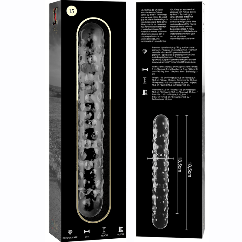 Nebula Series By Ibiza - Modelo 15 Dildo Vidro Borosilicado Transparente 18.5 cm -O- 3 cm