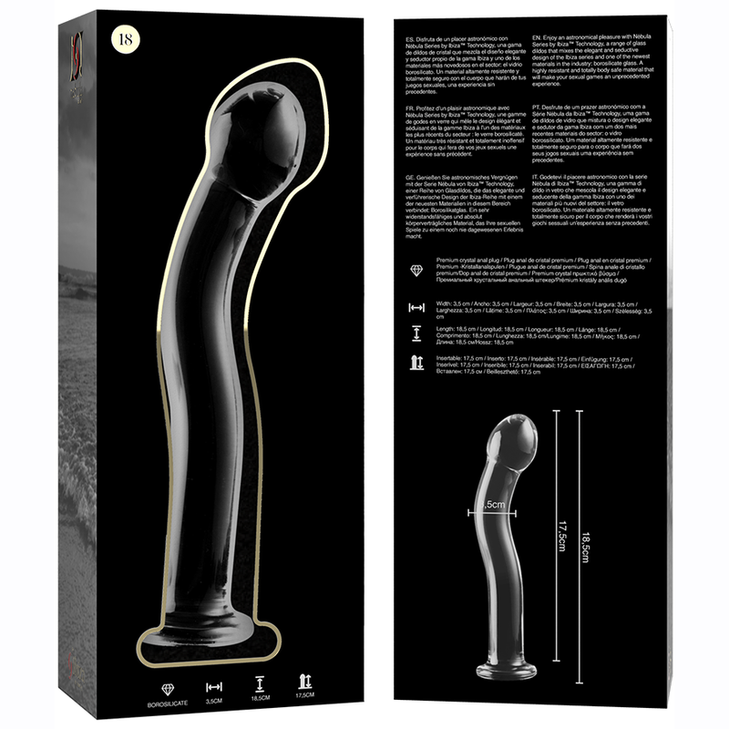 Serie Nebula By Ibiza - Modelo 18 Dildo Cristal Borosilicato Transparente 18.5 cm -Ø- 3.5 cm