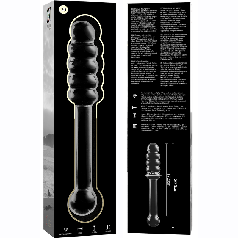 Nebula Series By Ibiza - Modelo 20 Dildo Vidro Borosilicado Transparente 20.5 cm -O- 3 cm