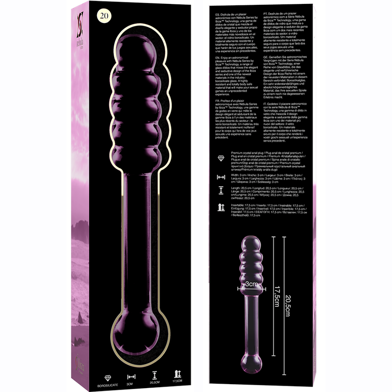 Nebula Series By Ibiza - Modelo 20 Dildo Vidro Borosilicado Rosa 20.5 cm -O- 3 cm