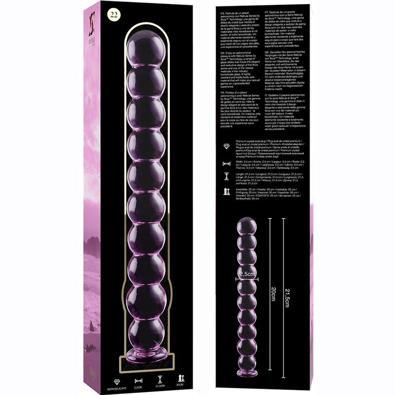 Nebula Series By Ibiza - Modelo 22 Dildo Vidro Borosilicado Rosa 21.5 cm -O- 2.5 cm