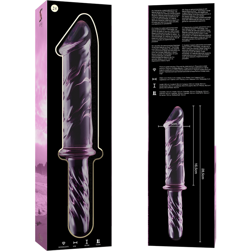 Nebula Series By Ibiza - Modelo 24 Dildo Vidro Borosilicado Rosa 28.5 cm -O- 5 cm