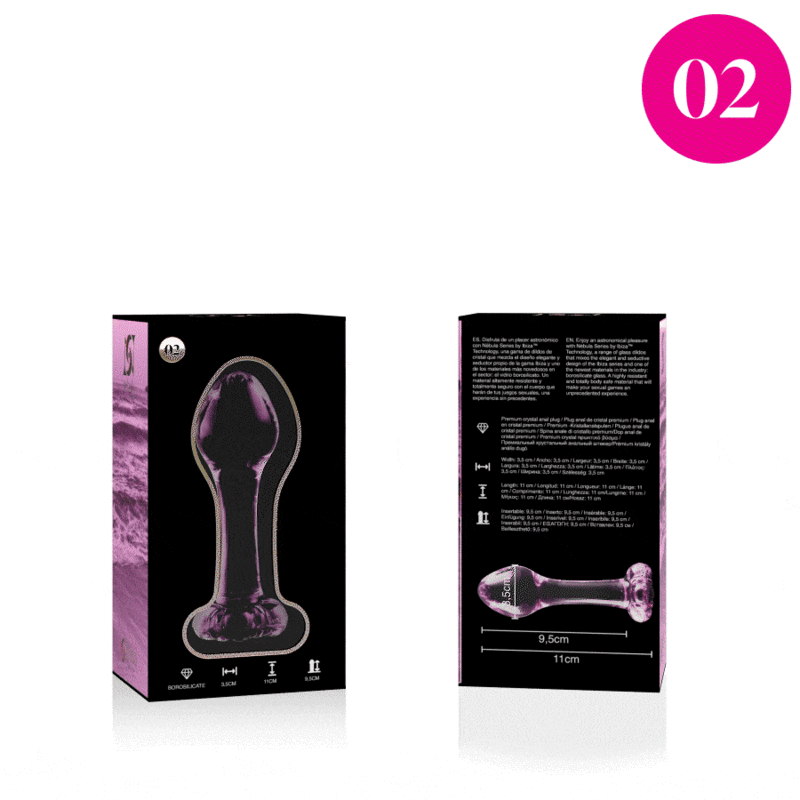 Nebula Series By Ibiza - Modelo 2Plug Anal Vidro Borosilicado Rosa 11 cm -O- 3.5 cm