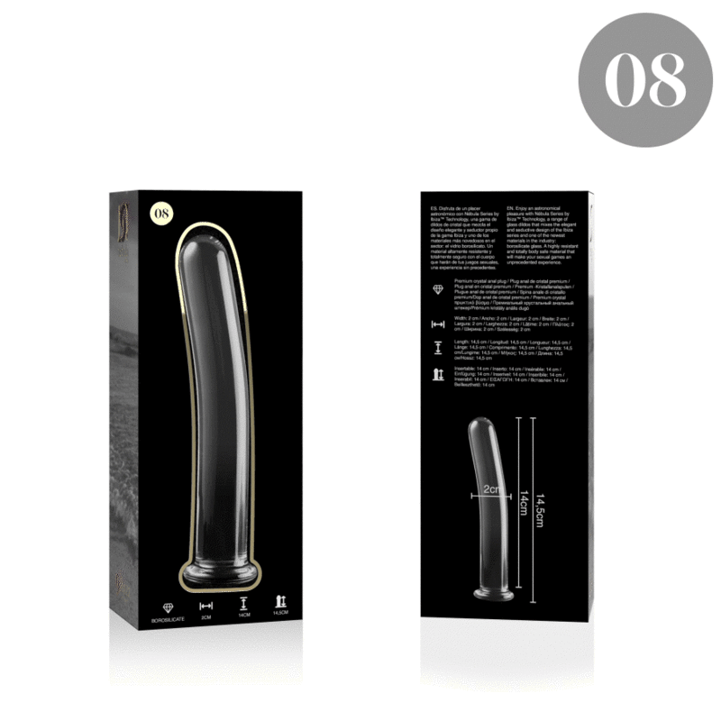 Nebula Series By Ibiza - Modelo 8 Dildo de Vidrio Borosilicato Transparente 14.5 cm -O- 2 cm