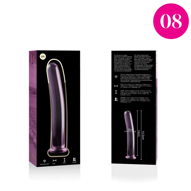 Nebula Series By Ibiza - Modelo 8 Dildo Vidro Borosilicado Rosa 14.5 cm -O- 2 cm