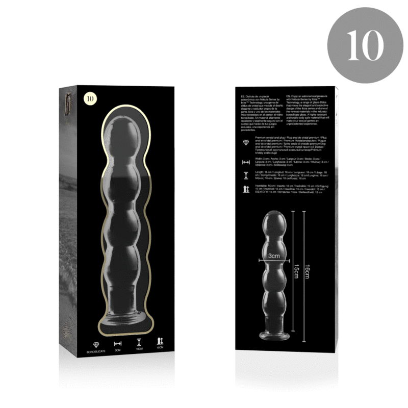 Nebula Series By Ibiza - Modelo 10 Dildo Vidro Borosilicado Transparente 16.5 cm -O- 3.5 cm