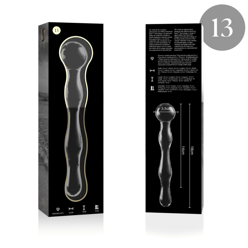 Nebula Series By Ibiza - Modelo 13 Dildo de cristal de borosilicato transparente 18 cm -Ø- 3.5 cm