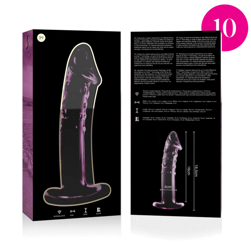 Nebula Series By Ibiza - Modelo 19 Dildo Vidro Borosilicado Rosa 18.5 cm -O- 4 cm