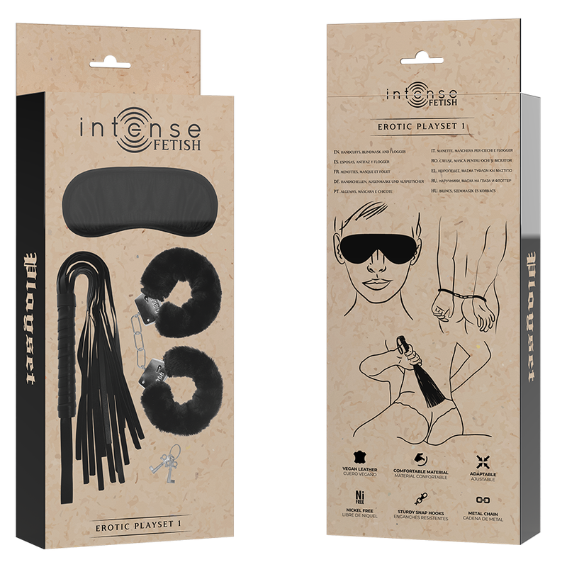 Intense - Fetish Playset Erótico 1 Com Algemas, Mscara Cega e Flogger