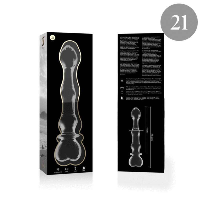 Nebula Series By Ibiza - Modelo 21 Dildo Vidro Borosilicado Transparente 20.5 cm -O- 3.5 cm