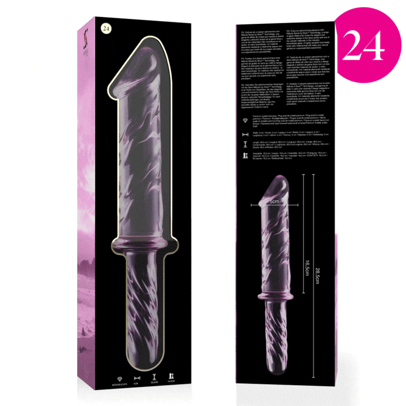 Nebula Series By Ibiza - Modelo 24 Dildo Vidro Borosilicado Rosa 28.5 cm -O- 5 cm