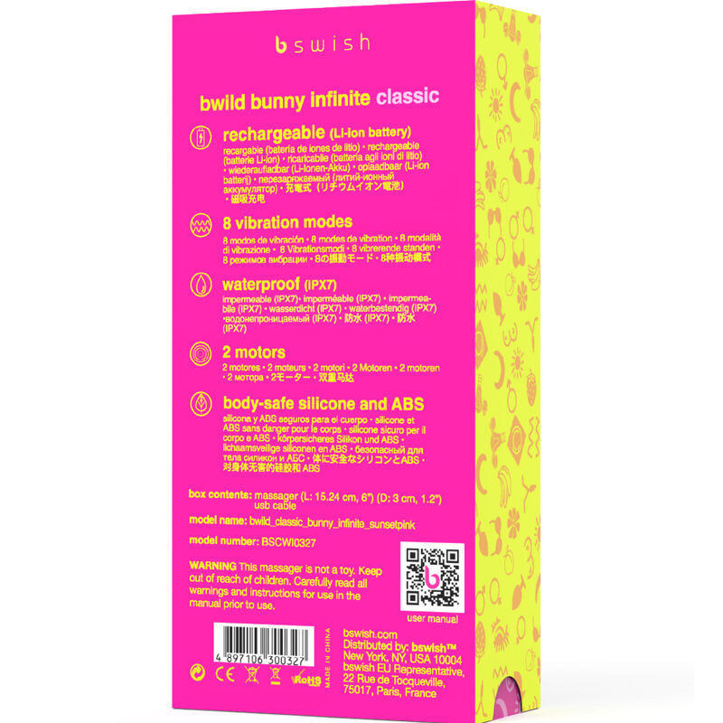B Swish Bwild Bunny Infinite Classic Recargable Vibrador Rosa Silicona