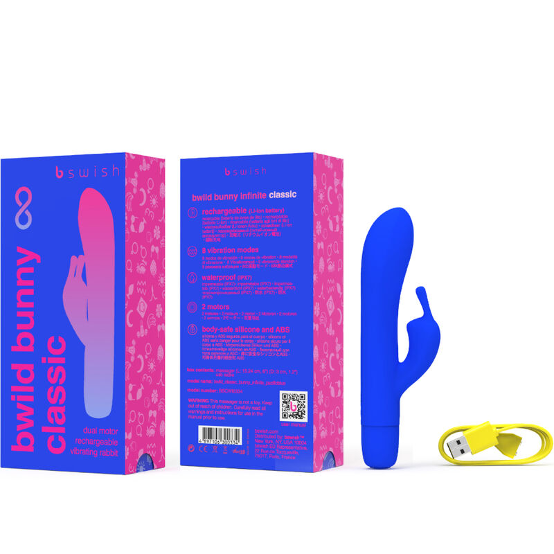 B Swish Bwild Bunny Infinite Classic Recargable Vibrador Azul Silicona