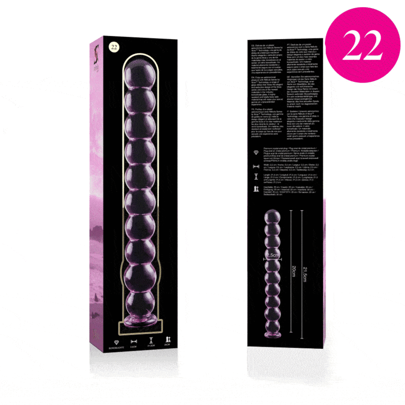 Nebula Series By Ibiza - Modelo 22 Dildo Vidro Borosilicado Rosa 21.5 cm -O- 2.5 cm