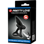Pretty Love Anel Vibrante 10 Vibrações Silicone Preto
