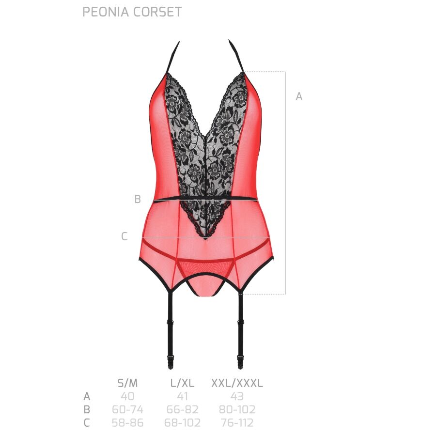 Passion Peonia Corset Linha Erótica Vermelho L/xl