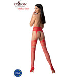 Passion - S030 Medias Rojas con Liguero Talla Única