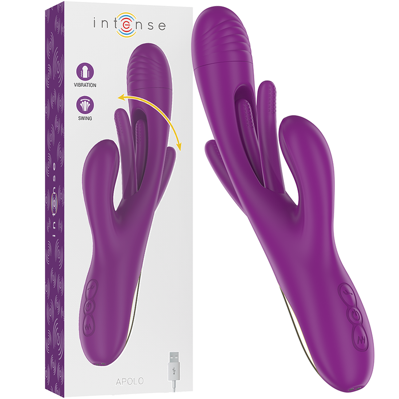 Intense Apolo Vibrador Multifunción Recargable 7 Vibraciones Con Lengua Oscilante Morada