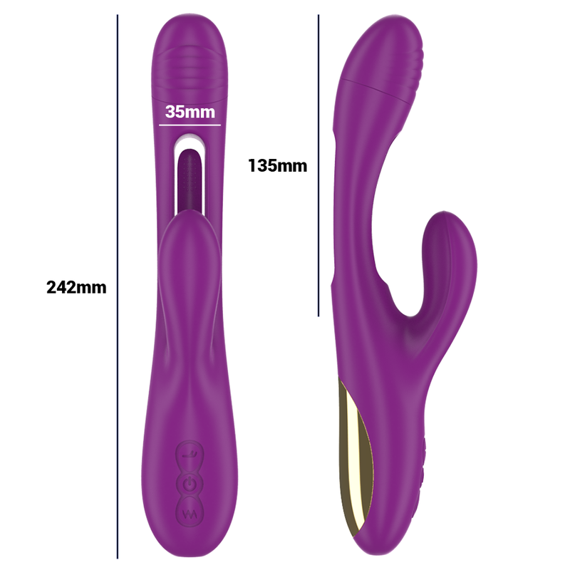 Intense - Apolo Vibrador Multifuno Recarregável 7 Vibraões com Língua Oscilante Roxa