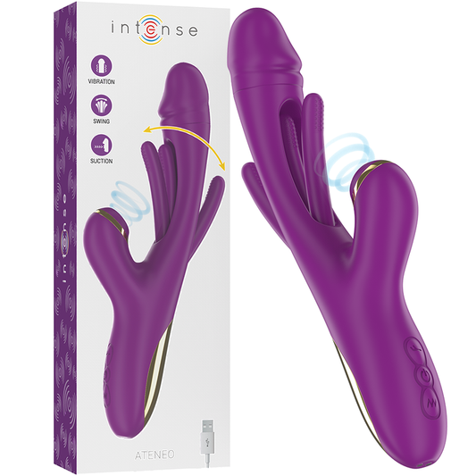 Intenso Atenea Vibrador Multifunción Recargable 7 Vibraciones con Lengua Oscilante y Morado