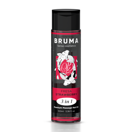 Bruma - Óleo de Massagem Premium Efeito Calor Sabor Morango 3 Em 1 - 100 ml