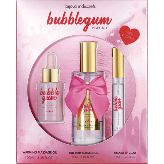 Bijoux Indiscrets Kit Bubblegum Play Com Óleo Gel e Lip Gloss