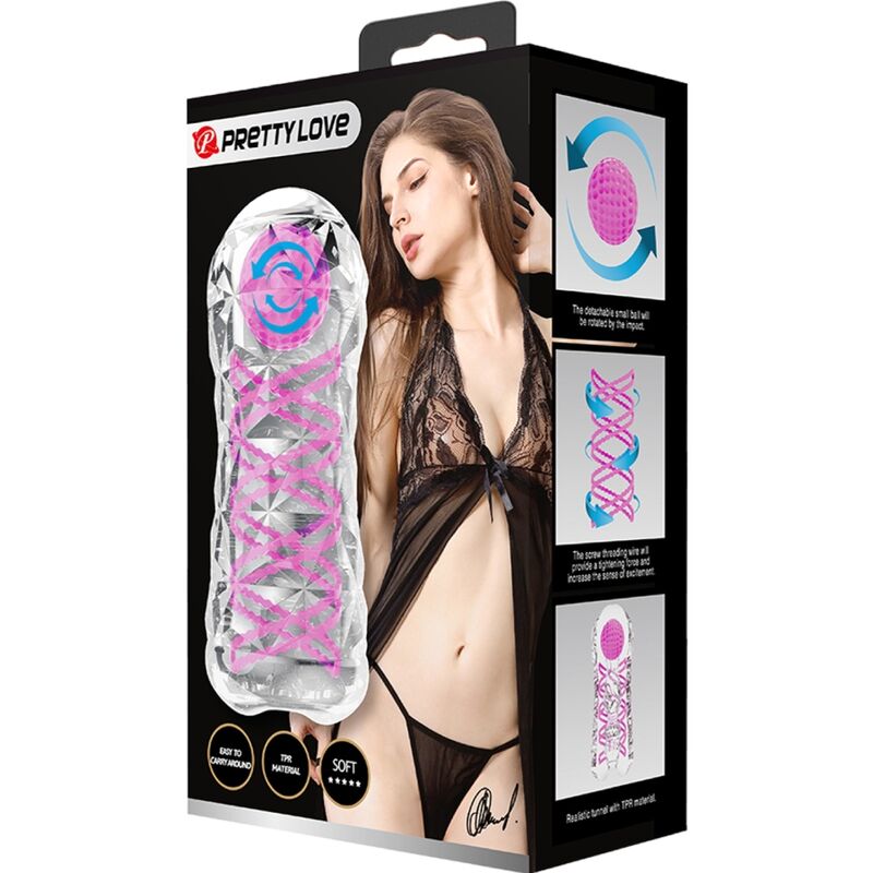Pretty Love - Masturbador Masculino Fantasy con espiral interna y bolas transparentes