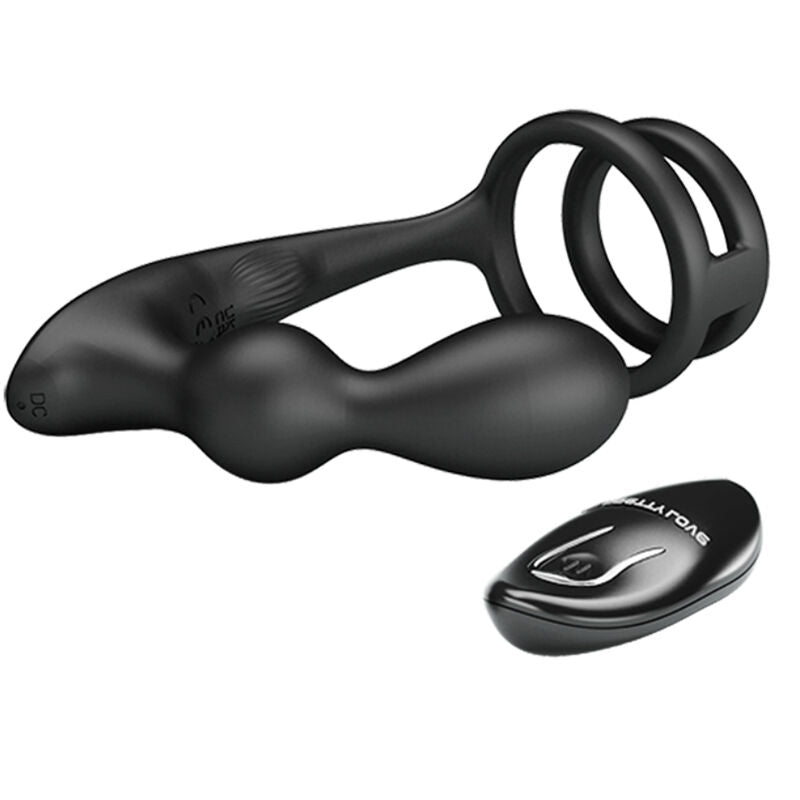 Pretty Love Anel para Pênis Marshall Com Plug Anal Vibratório Com Controle Remoto