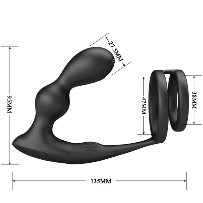 Pretty Love Anel para Pênis Marshall Com Plug Anal Vibratório Com Controle Remoto